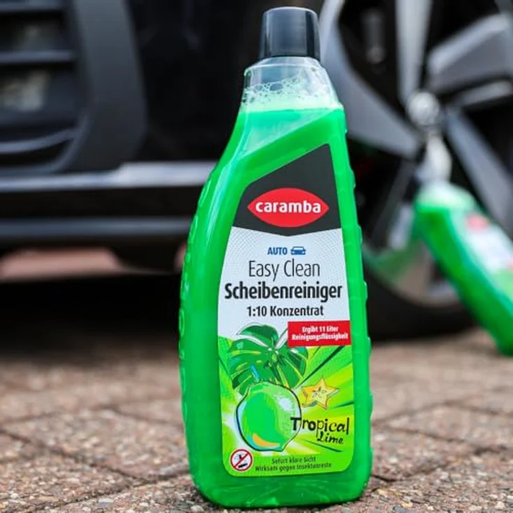 Caramba Easy Clean Scheibenreiniger Konzentrat 1:10, Glasreiniger für Windschutz- und Heckscheibe, 1 l mit frischem Limettenduft, für PKWs bis 0 °C geeignet – Bild 3