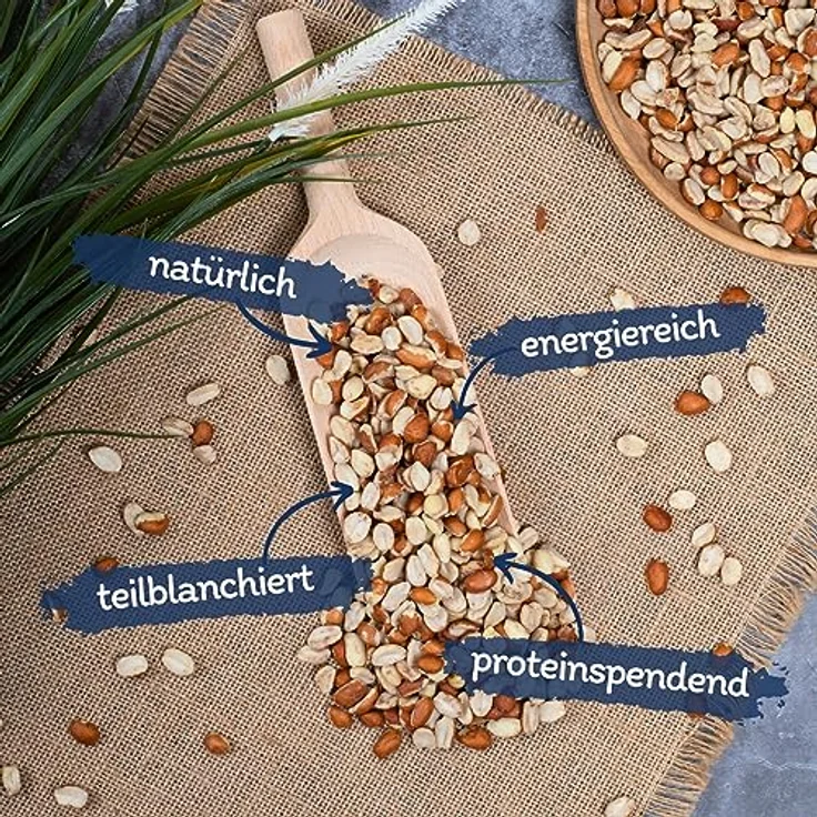 Lyra Pet® | 25 kg Erdnusskerne Splits Gemischt Blanchiert & mit Haut | Ballaststoffreiches Wildvogelfutter | Teilblanchierte, Geteilte Erdnüsse | Ideal im Sommer & Winter | Energiequelle für Wildvögel – Bild 2