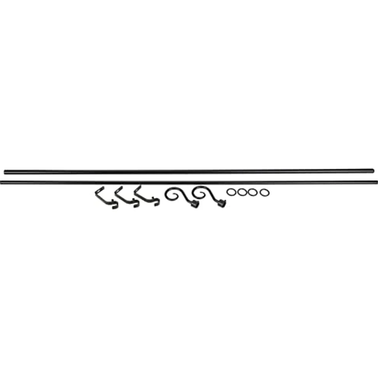 GARDINIA Gardinenstangen-Set "Hook", Komplettstilgarnitur inkl. Befestigungsmaterial, Gardinenstange ausziehbar, 130-240 cm, Schwarz - Preisvergleich – Bild 4