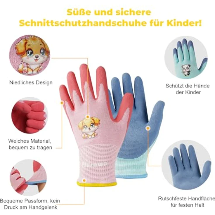 ASPRIA Schnittschutzhandschuhe für Kinder, EN 388 zertifiziert, Schnittfest, Atmungsaktiv, 2 Paar – Bild 3