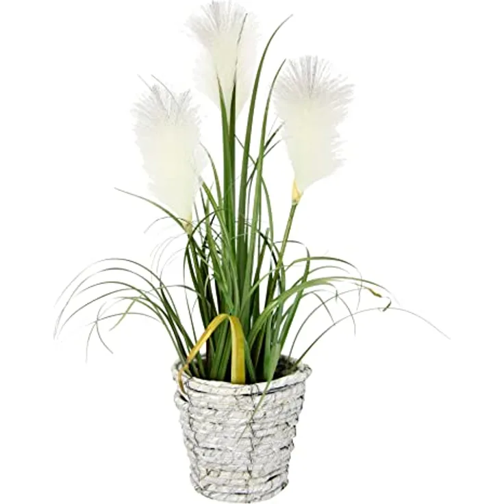 Künstliches Pampas Gras im Topf Feder Ufergras Seidenblume Grasbusch Dekogras Gras Gräser Kunstpflanze Pflanze Solitärgras Ziergras Dekopflanze Pampasgras Blume Kunstgras Grünpflanze Zimmerpflanze