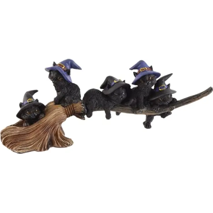 Joh. Vogler GmbH Vogler 837-2804 Dekofigur Hexenkatzen tollen auf Zauberbesen 28 cm Figur Cat