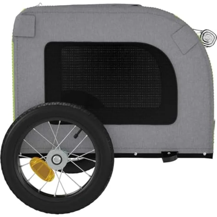 vidaXL Hunde-Transportbox Fahrradanhänger, Grün und Grau, Oxford-Gewebe, Eisen, für kleine Hunde und Katzen, max. 30 kg belastbar – Bild 8