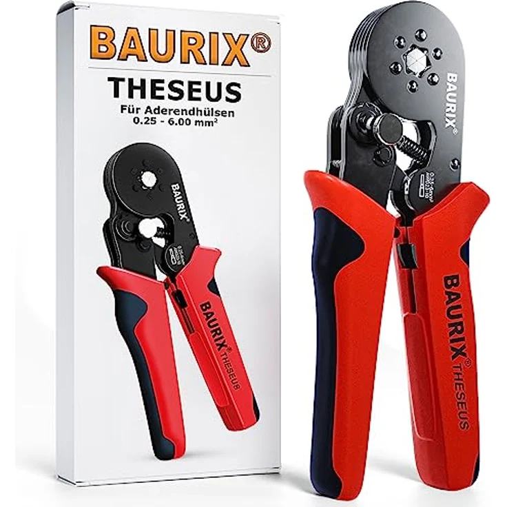 BAURIX® Sechskant Crimpzange I [Für 0,25-6mm²] Aderendhülsenzange selbsteinstellend I Krimpzange I Crimpzangen I Crimp Zange I Presszange – Bild 1