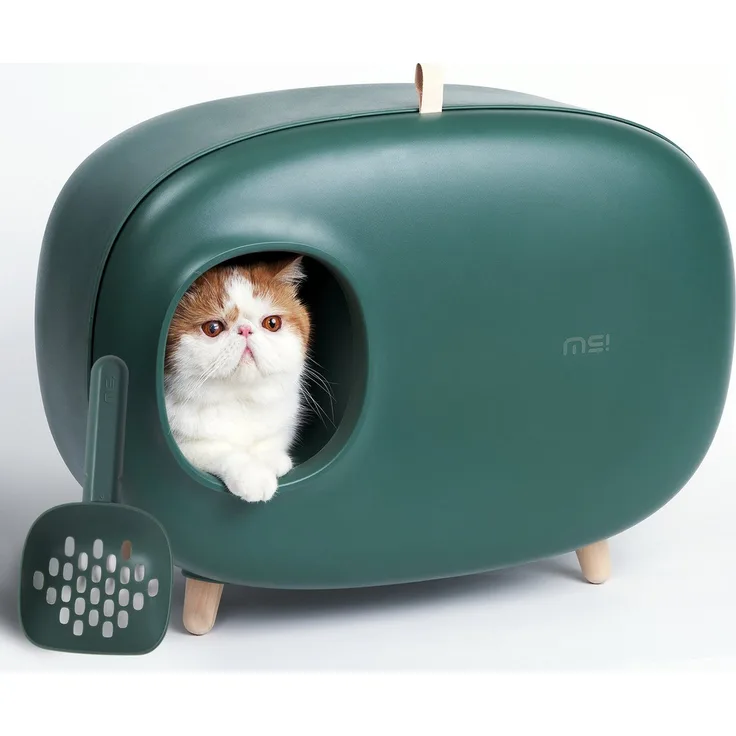 purplerain Katzentoilette Katzentoilette (mit Matte mit Deckel) geschlossenes Design großer Raum