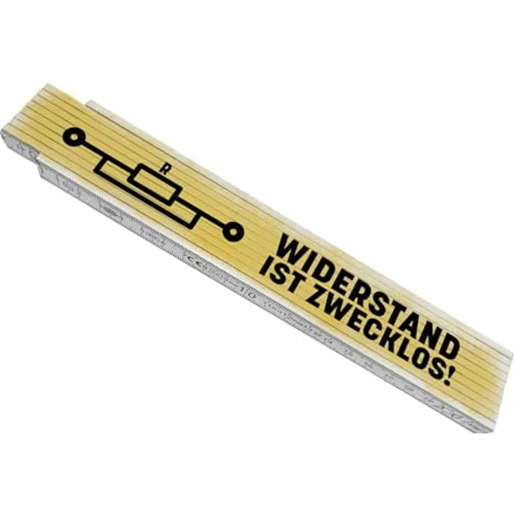 speecheese Widerstand ist zwecklos Holzmeterstab, lustiger Zollstock mit Schaltkreis und Elektrikerwitz, 24x3,5 cm