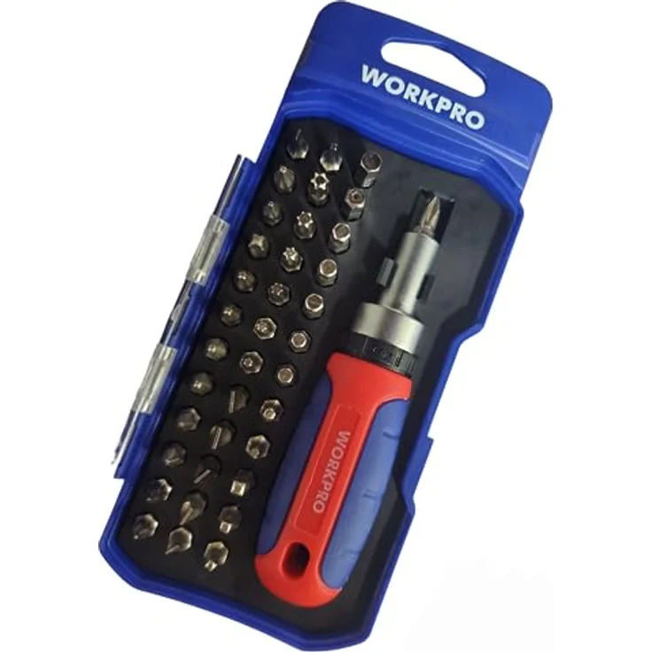 WORKPRO WP200517 38-teiliges Profi CR-V Ratschen-Bits-Schraubendreher-Set, inkl. Tragetasche, verschiedene Schlitz-, Kreuzschlitz- und Torx-Bits – Bild 2