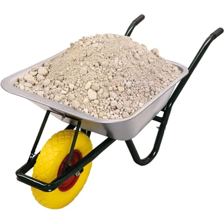 BITUXX® Schubkarre 100L, 250Kg Bauschubkarre verzinkt mit 400mm PU Rad, gelb – Bild 1