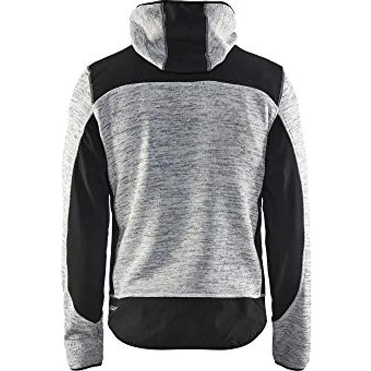 BLAKLÄDER® Herren Strickjacke 4930, Arbeitsjacke mit Softshell-Einsätzen, hellgrau/schwarz, Größe S – Bild 2
