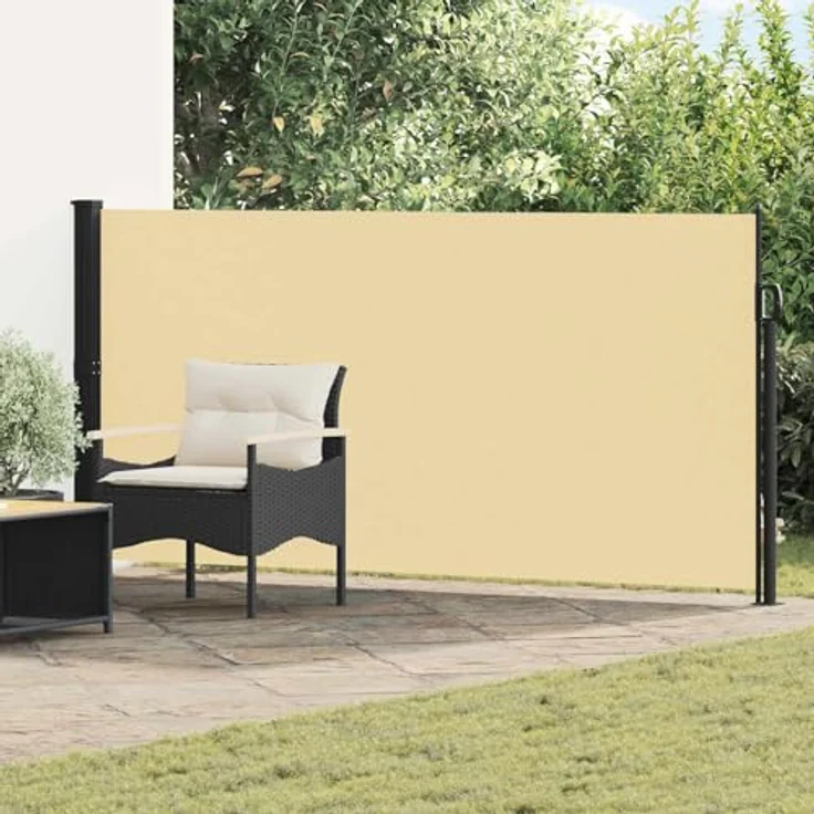 vidaXL Seitenmarkise, einziehbar, 300 x 170 cm, Sand, wasserdichtes Polyester, UV-Schutz, moderner Sichtschutz für Garten und Balkon – Bild 2