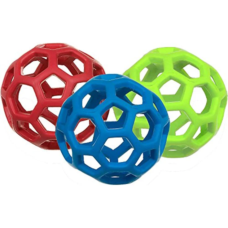 JW Pet HOLEE Roller Ball Hund Kauen springendes Spielzeug Gross 16,5cm-3 Stücke – Bild 1