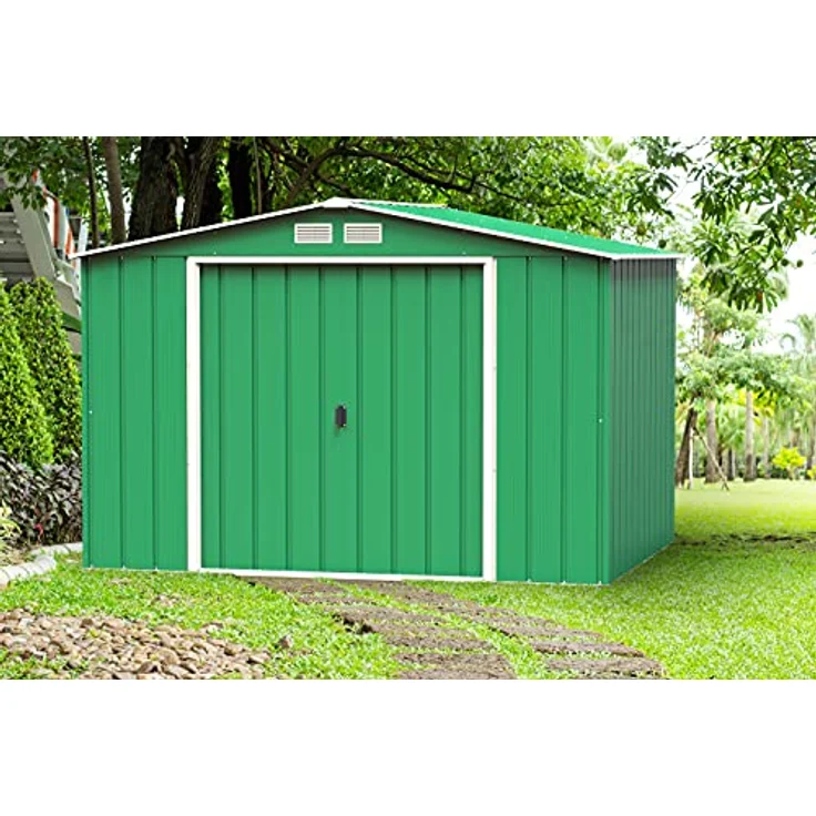 Duramax 10 x 8 (7.28 m²) Metallgerätehaus, feuerverzinktes Metall gerätehaus - Geräteschuppen, verstärkte Dachkonstruktion, wartungsfreier und wetterfester Metallschuppen, Grün – Bild 2