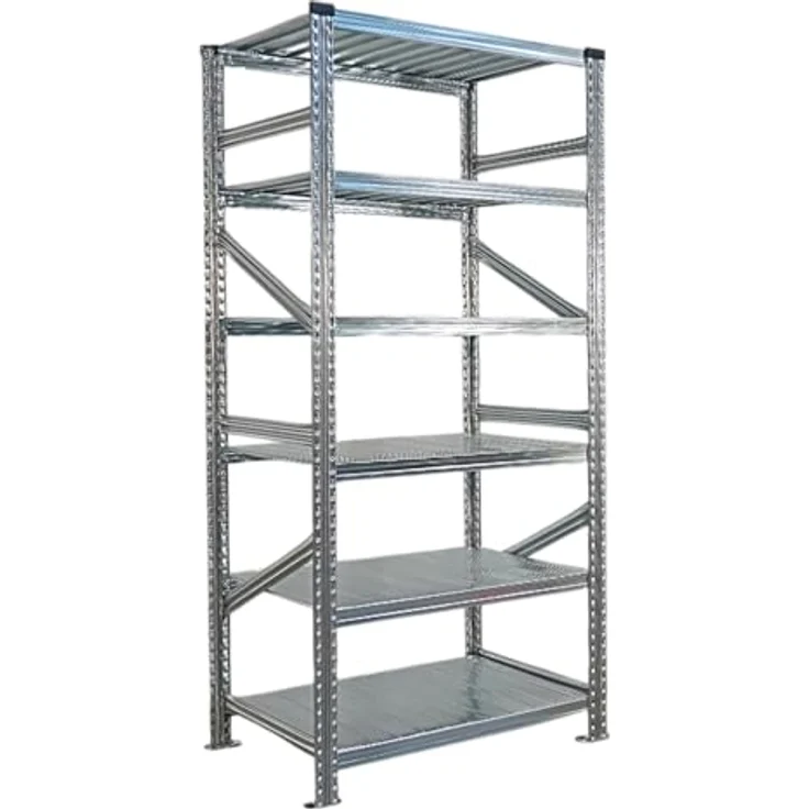 Proregal PROXIMO Metallregal, Schraubenloses Steckregalsystem mit 6 Böden, 210 x 90 x 60 cm, Traglast 200 kg pro Boden, verzinkter Stahl – Bild 4