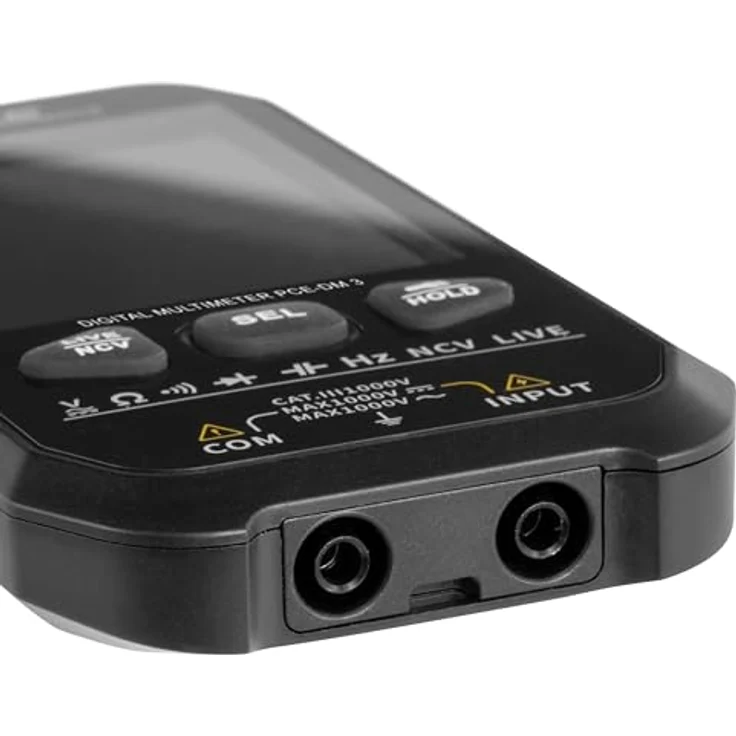 PCE Instruments PCE-DM 3 Hand-Multimeter, digitaler Datenlogger CAT III 1000V, True RMS, 9999 Counts, wiederaufladbarer Lithium-Akku, kompaktes Design mit LC-Display und Taschenlampe – Bild 3