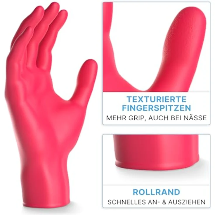 ARNOMED Einweghandschuhe Rot, 500 Stück, Nitril, puderfrei, in S, M, L, XL, latexfrei, lebensmittelecht, hoher Schutzstandard EN 455 & EN 374 – Bild 2