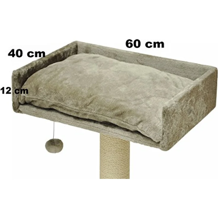 nanook Liegeplatz mit Kissen und Spielball, Katzenbett für Kratzbaum Sigurd, 60x40 cm, gemütlicher Rückzugsort, weiche Plüsch-Kissen, stabile Holzfaserplatte – Bild 2
