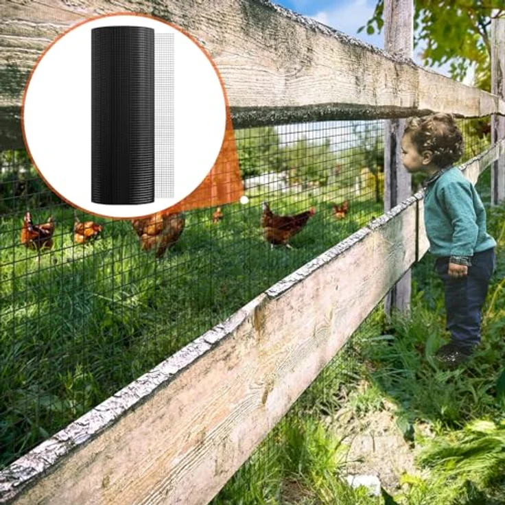 VEVOR Volierendraht 91 x 3048 cm, Vinylbeschichteter Drahtzaun mit 1,06 mm Drahtdurchmesser für Hühnerstallbarrieren, Kaninchen- und Schlangenzäune, Geflügelgehege, schwarz – Bild 8