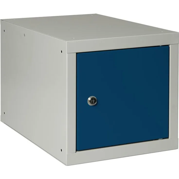 HP Autozubehör Werkstattschrank, Schließfachschrank aus pulverbeschichtetem Stahlblech, lichtgrau/RAL 7035 und enzianblau/RAL 5010, abschließbar mit Zylinderschloss, H350xB400xT450mm