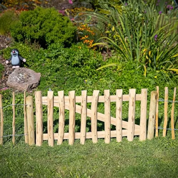 BooGardi Gartentor Staketentor natur, Hochwertiges Haselnuss-Vollholz, Lattenabstand 3-5cm, Inkl. Zubehör – Bild 5