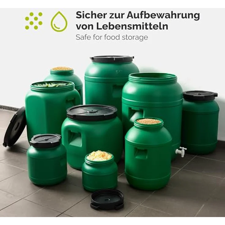 Garronda Weithalsfass GD-0142, 40 Liter Plastikbehälter mit Hahn und Deckel, BPA-frei für Lebensmittel und Flüssigkeiten – Bild 6