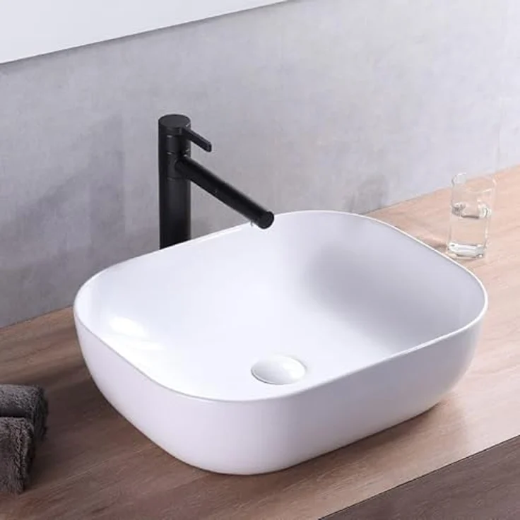 Rea Belinda Washbasin 45.5 cm, elegantes Waschbecken aus hochwertiger Keramik, weiß – Bild 5