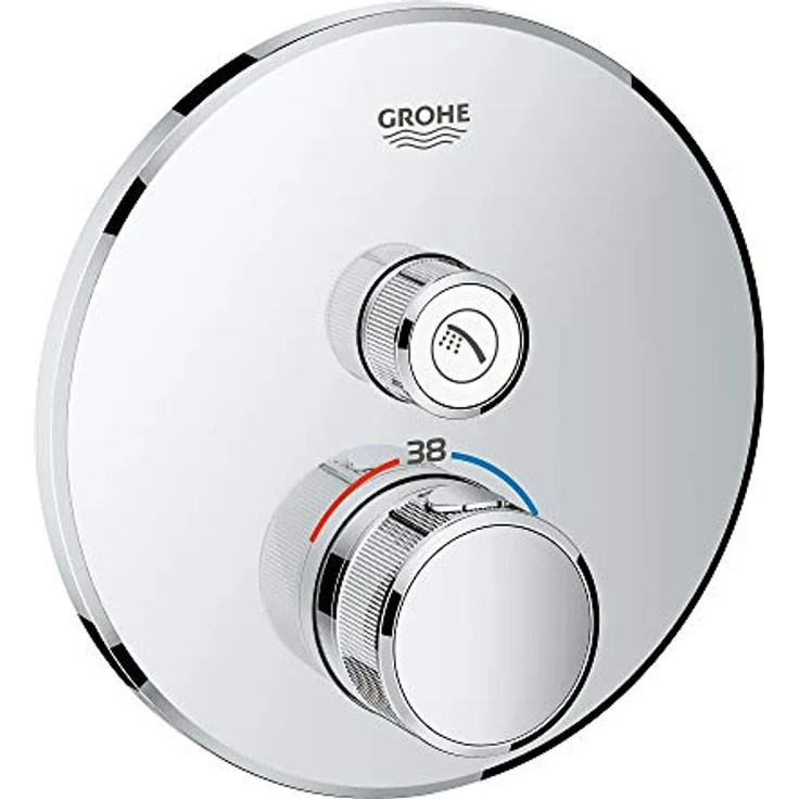 Grohe Grohtherm SmartControl Thermostat rund Chrom, Unterputz-Thermostat mit 1 Absperrventil, integrierter Sicherheitssperre und voluminösen Steuerung – Bild 2