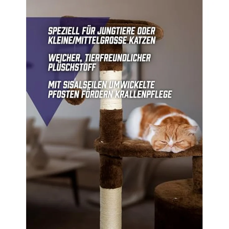 Spocado Athletic Kratzbaum für Katzen 112 x 40 x 40 cm - Ultimativer Komfort und Spaß - Beige – Bild 4