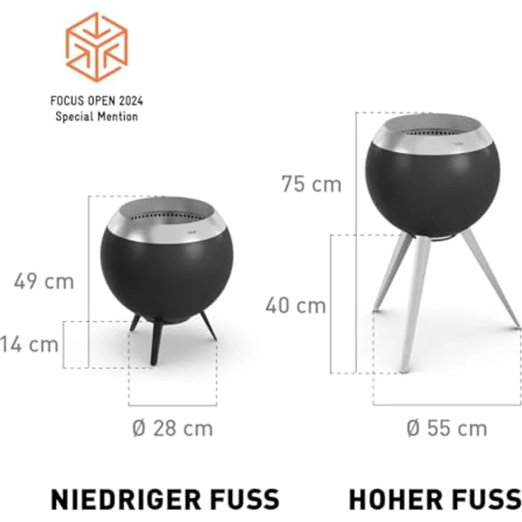 höfats Moon hoher Fuß - Standfuß aus Edelstahl für erhöhten Stand - Zubehör für Moon Feuerkorb - platzsparende Lagerung Dank Verschraubung - schneller Umbau zum erhöhten Feuerkorb – Bild 2