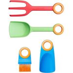 Fiskars Handgeräte-Set für Kinder, Blumenkelle, Pflanzgabel, Bürste und Pflanzkelle ohne Stiel, 4-in-1-Set, Glasfaserverstärkter Kunststoff, MyFirst Fiskars, Grün/Rot/Blau/Orange
