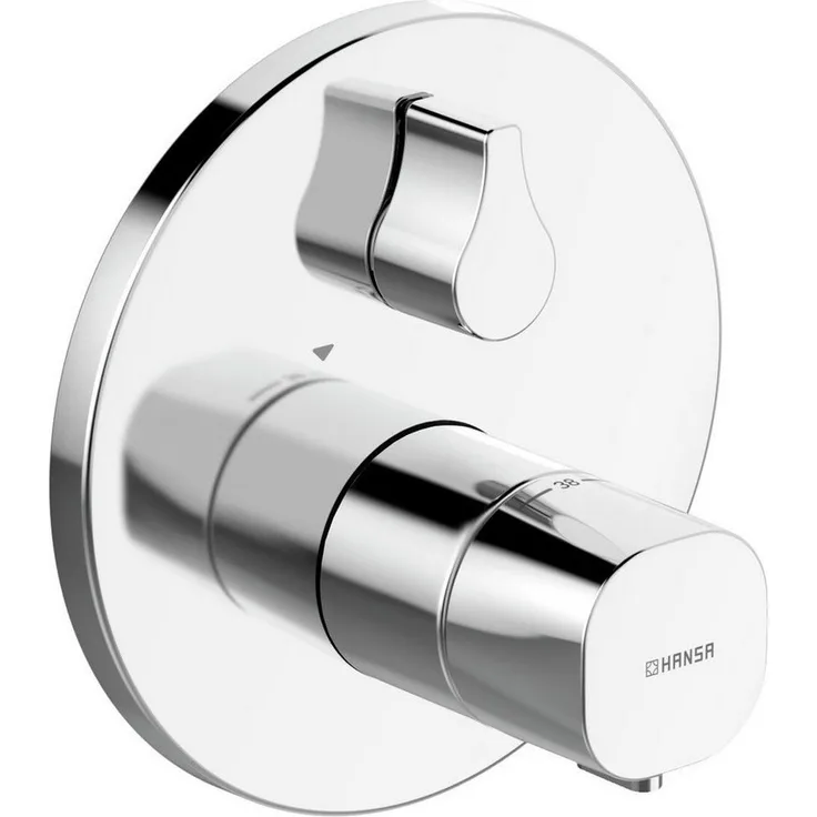 HANSA Hansaliving Fertigmontageset, Brausethermostat mit keramischer Mengenregulierung, 170 mm Durchmesser, G1/2 Anschluss