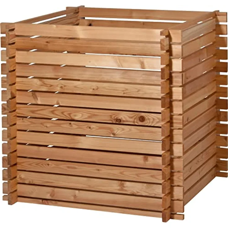 dobar® Green Label 58630FSCe Komposter Lärchi | Holz-Komposter mit Stecksystem | Quadratischer Kompostbehälter aus Massivholz | Gartenkomposter 420 L | Bausatz | 79 x 79 x 79 cm | Natur