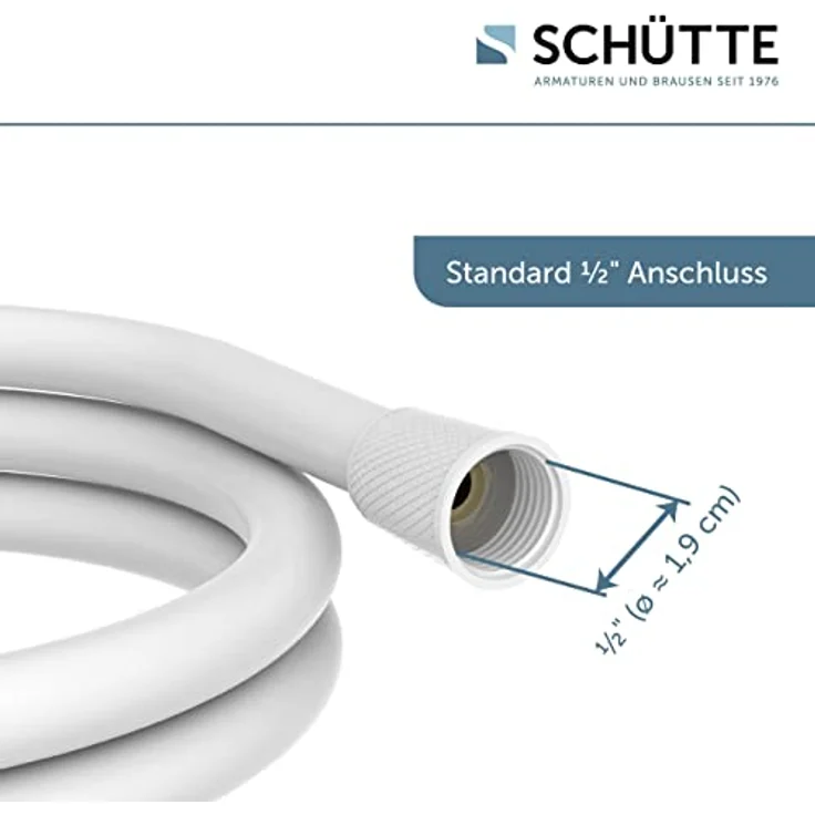 SCHÜTTE 63878 1,5m | Brauseschlauch mit Verdrehschutz Dusche mit 150cm Länge aus Kunststoff | Duschkopf-Schlauch mit Universalanschluss | Weiß Duschschlauch – Bild 3