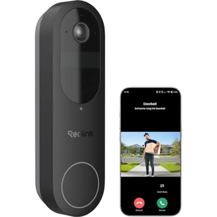 Reolink Video Doorbell, Akku Türklingel mit 2K Kamera, 1:1 Ansicht, Dual-Band WLAN, Person- und Paket-Erkennung, 2-Wege-Audio, lokale Speicherung bis 256GB