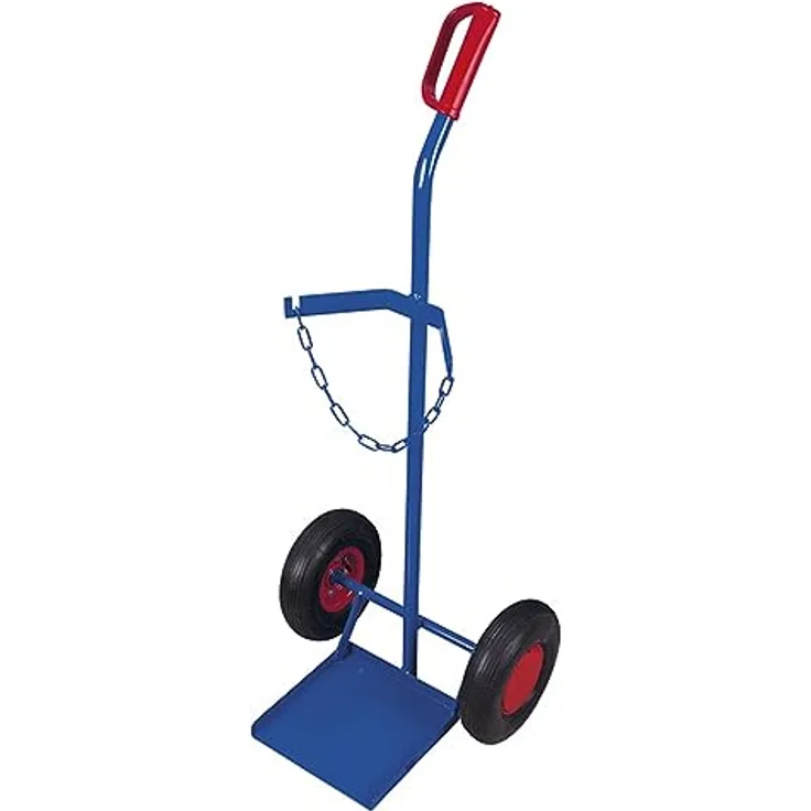 VARIOFIT Stahlflaschenkarre fk-1201, 100kg Tragkraft für 40-50 Liter Stahlflaschen, pulverbeschichtet in enzianblau, Vollgummibereifung
