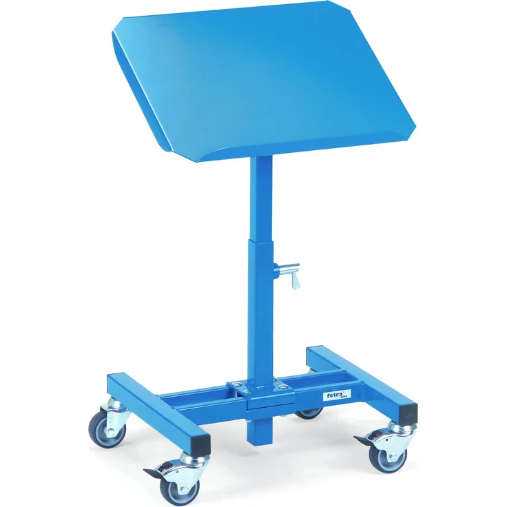 Fetra Transportwagen, Materialständer mit höhenverstellbarer Plattform (500-775 mm), brillante blaue Pulverbeschichtung (RAL 5007), Tragkraft 150 kg, fahrbar