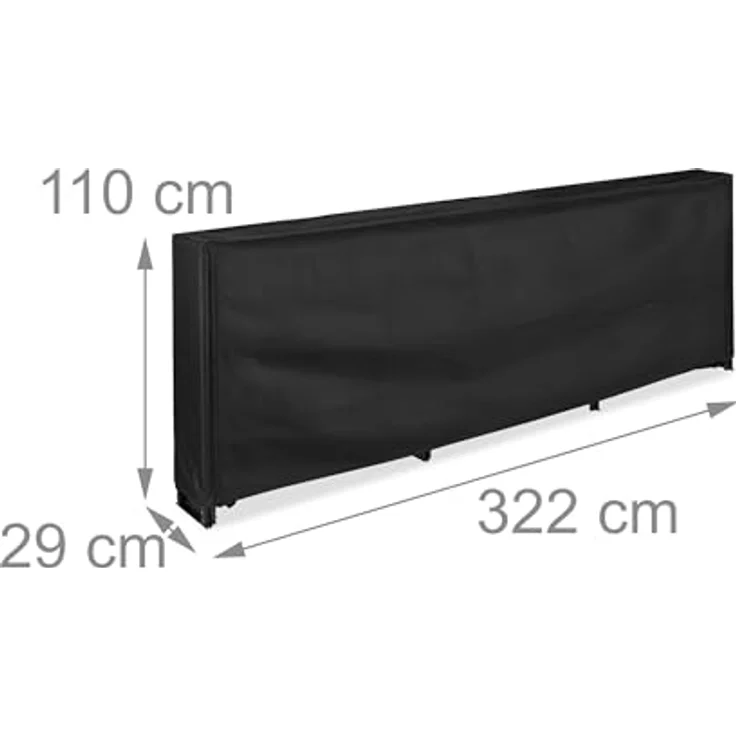 Relaxdays Kaminholzregal mit Abdeckung, Eisen, für Holz ab 25 cm, HBT: 110 x 322 x 29 cm, schwarz – Bild 4