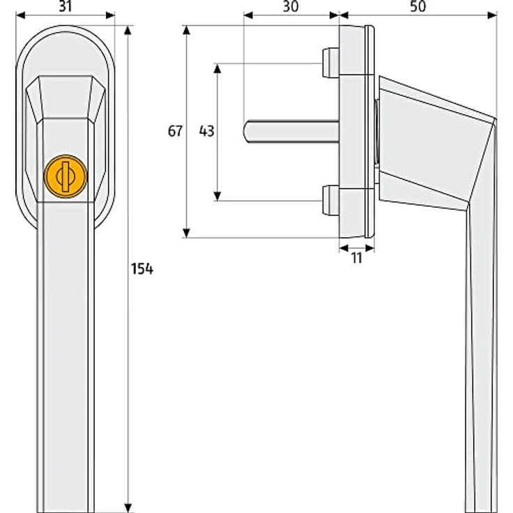 ABUS FG110 Abschließbarer Fenstergriff, Sicherheitsgriff mit Druckzylinder, gleichschließend, ABUS-Sicherheitslevel 2 - Braun - 3er Set – Bild 3