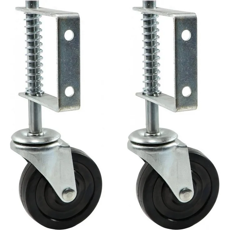 FIXMAN Torbeschlag 2er Set gefederte Laufrolle für Schiebetore, Tragkraft bis 57kg pro Rad, Raddurchmesser 10cm