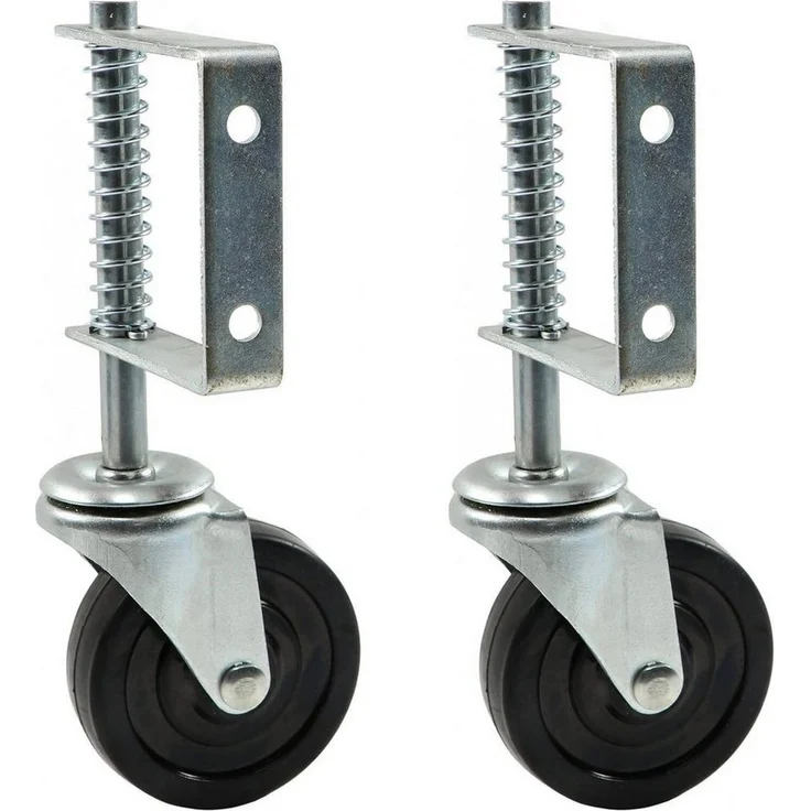 FIXMAN Torbeschlag 2er Set gefederte Laufrolle für Schiebetore, Tragkraft bis 57kg pro Rad, Raddurchmesser 10cm