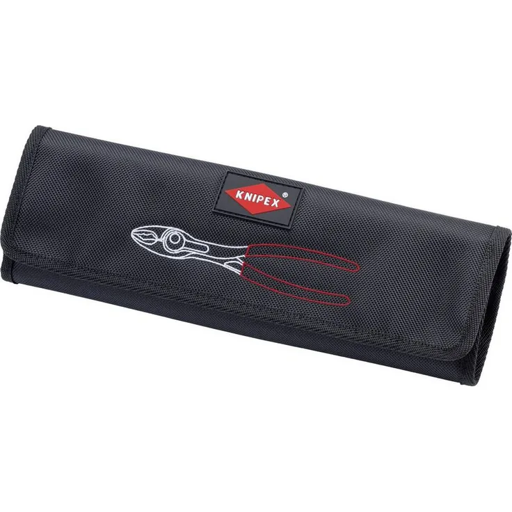 Knipex Werkzeugtasche Rolltasche für ®-Frontgreifzange Leer, 4 Fächer, strapazierfähiges Polyester-Gewebe, Klettverschluss, Schwarz