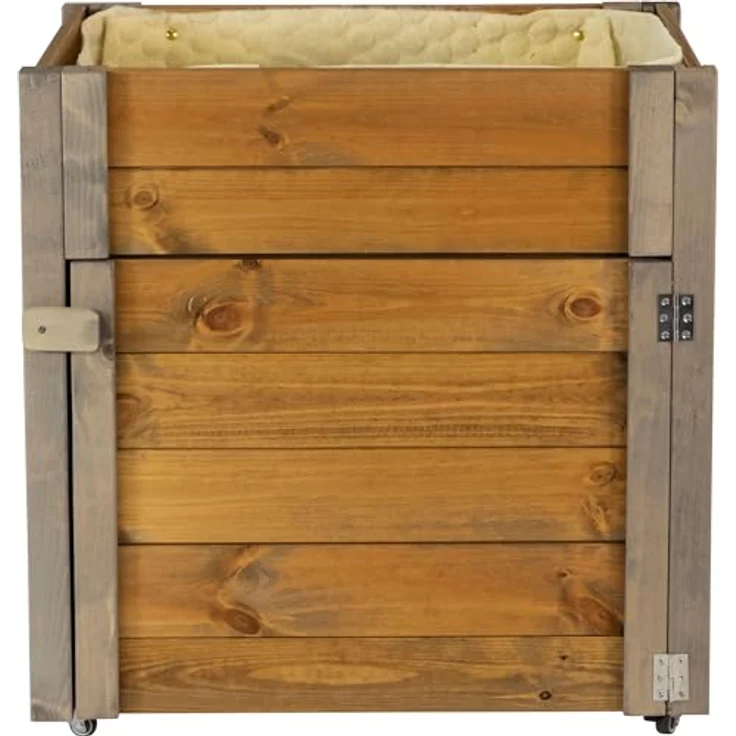 dobar® Rollbares Hochbeet mit Staufach, inkl. Schafswolle, M (60 x 40 x 62 cm), Grau-Braun – Bild 2