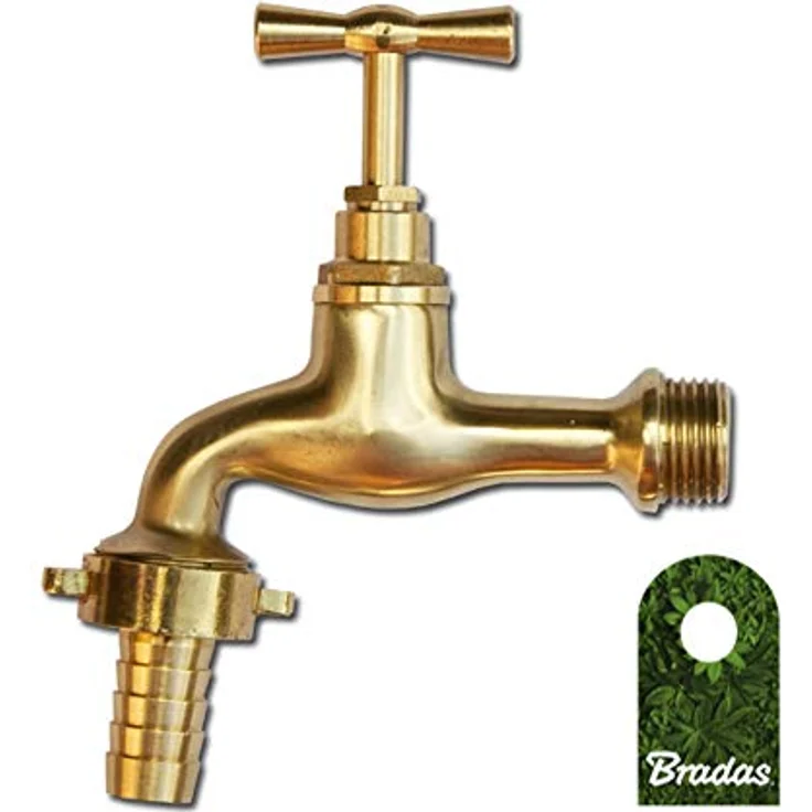 Bradas GKK011213 Messing Wasserhahn 1/2 Zoll Außenhahn Gartenhahn, Gelb, 10x10x10 cm Bewässerungszubehör – Bild 2
