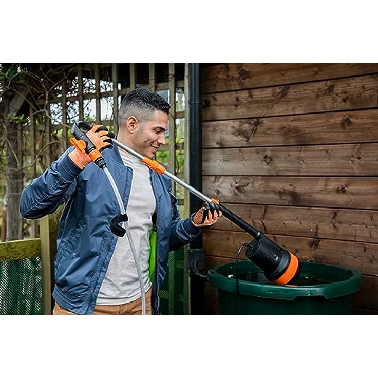 Yardforce Akku-Regenfasspumpe LX CWP1, 20 V Tauchpumpe mit 2 bar Druck und 2000 l/h Fördermenge, orange-schwarz – Bild 3