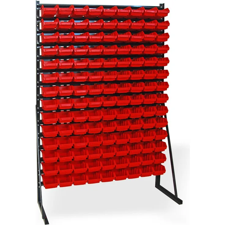 ADB Kellerregal 85251, anthrazit, mit 126 stapelbaren Lagersichtkästen, 111,4 x 35,0 x 165,0 cm, hohe Stabilität für Werkstätten und Garagen