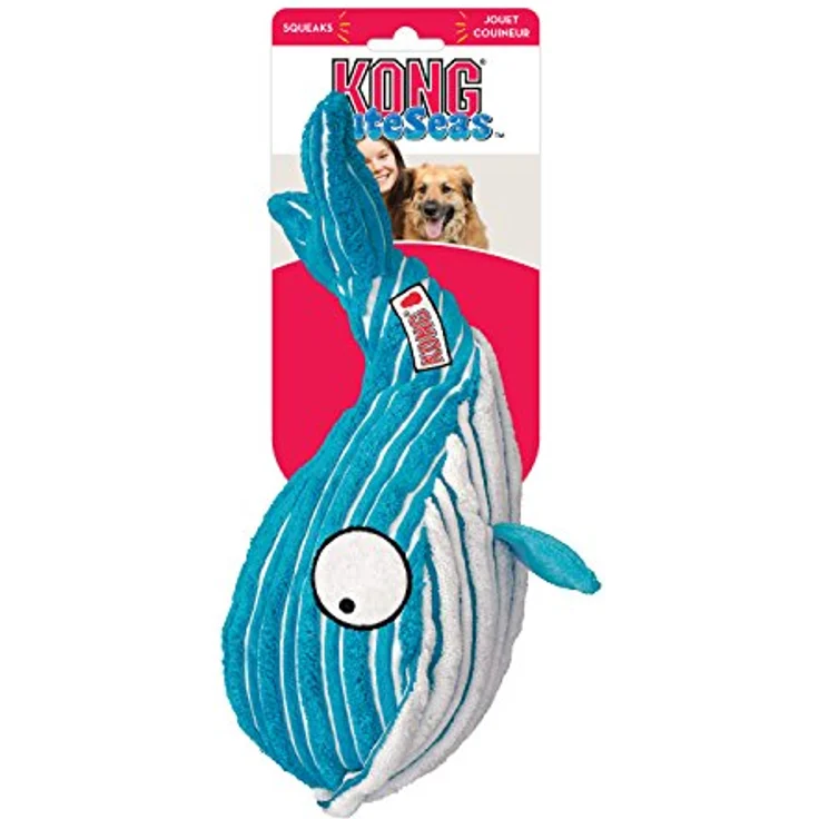 Kong Cuteseas Whale Soft Snuggly Squeaker Crinkle Fun Interactive Pet Toy Large – Bild 3