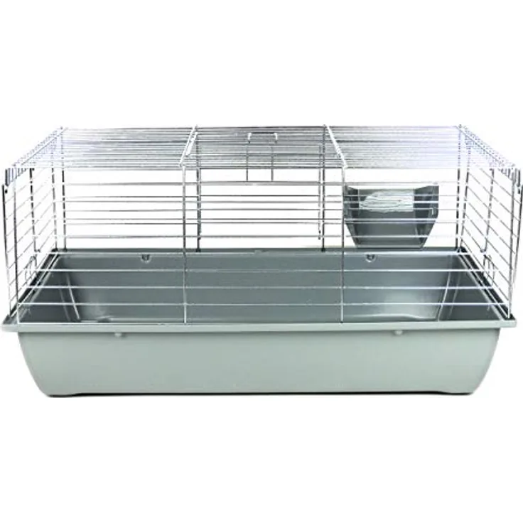 Little Friends Premium Kaninchen- und Meerschweinchen-Käfig, 80 cm, Grau