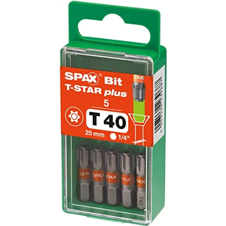 SPAX Sechsrund-Bit T 40 T-STAR plus, 25 mm, orange, 5 Stück – Bild 3