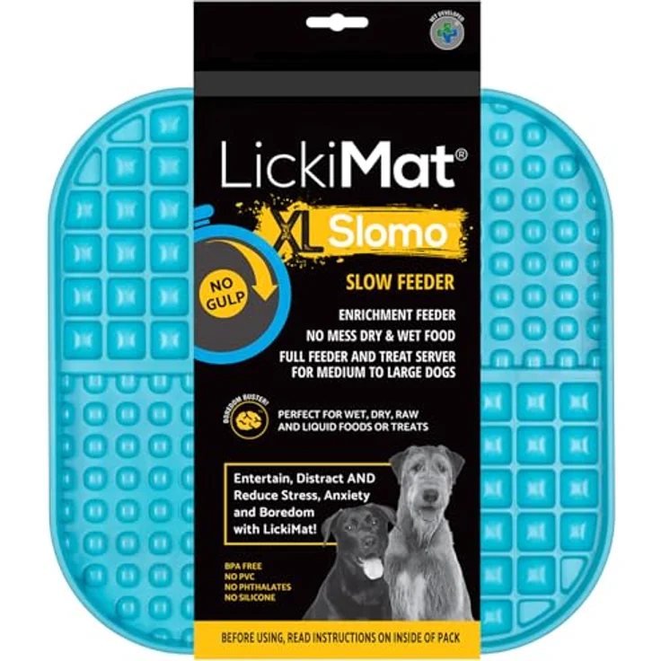 LICKIMAT LickiMat Slomo XL, Extra großer Slow Feeder für trockene, nasse, rohe Lebensmittel, geeignet für mittelgroße bis große Rassen, spülmaschinenfest, lebensmittelecht, 30 x 30 cm – Bild 1