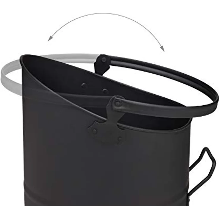 Pelleteimer 3er Set, je 21, 25 & 30 cm, Griff & klappbarer Henkel, Metall Kohleeimer, Kaminzubehör, schwarz – Bild 7