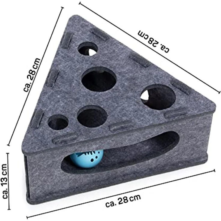 CanadianCat Company | Katzenspielzeug Selbstbeschäftigung, Interaktives Katzenspielzeug Filz Käsekästchen für Katzen, interaktives Spielzeug für Katzen – Bild 4